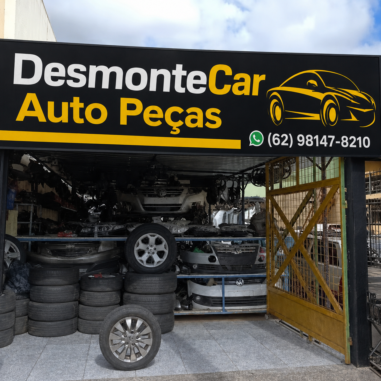 Frente da loja e estoque de autopeças